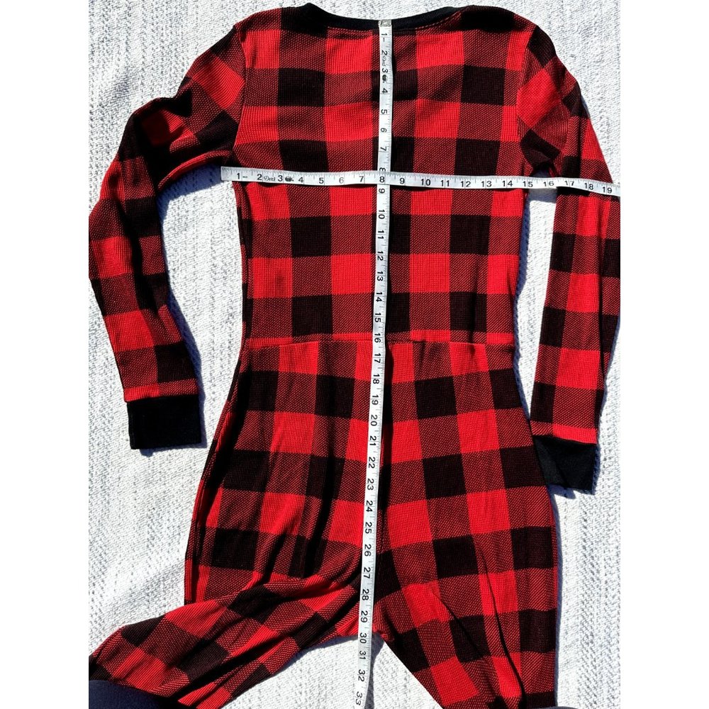 Old Navy Union Suit Small Red Black Plaid Thermo Christmas Henley Y2K Adults - Picture 5 of 8
